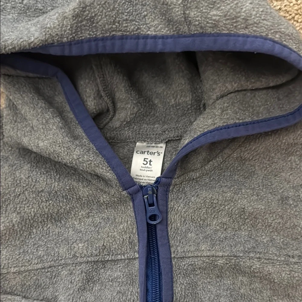 Gray Kids Hoodie with Blue Trim 5t - Picture 3 of 3